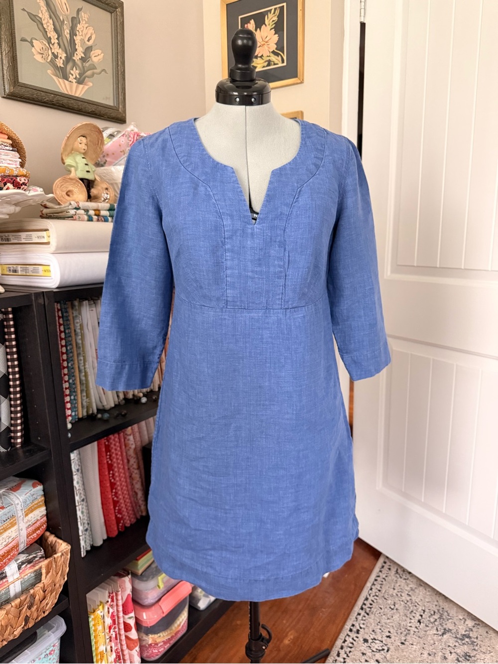 BODEN Casual Blue Linen Tunic Dress Size 6